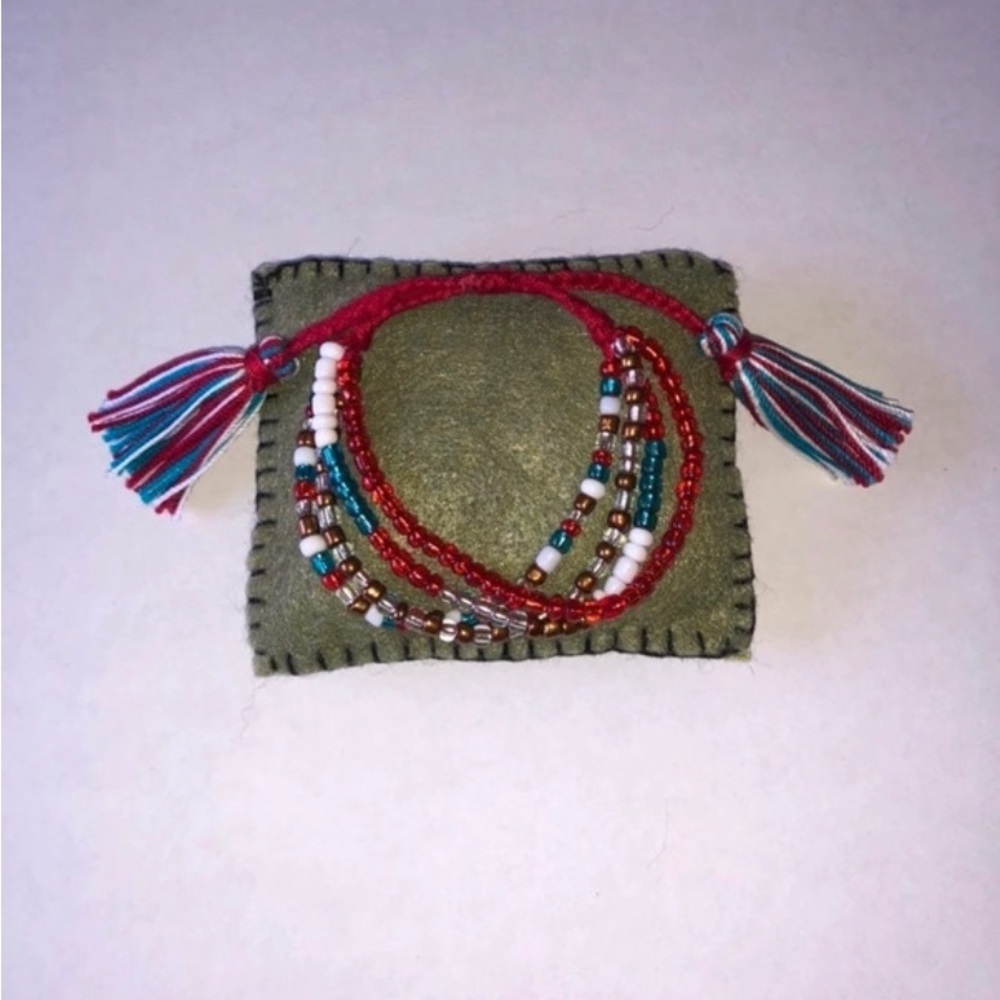 Multi-Strand Beads Adjustable Multicolor Bracelet With Tassels - Picture 3 of 5